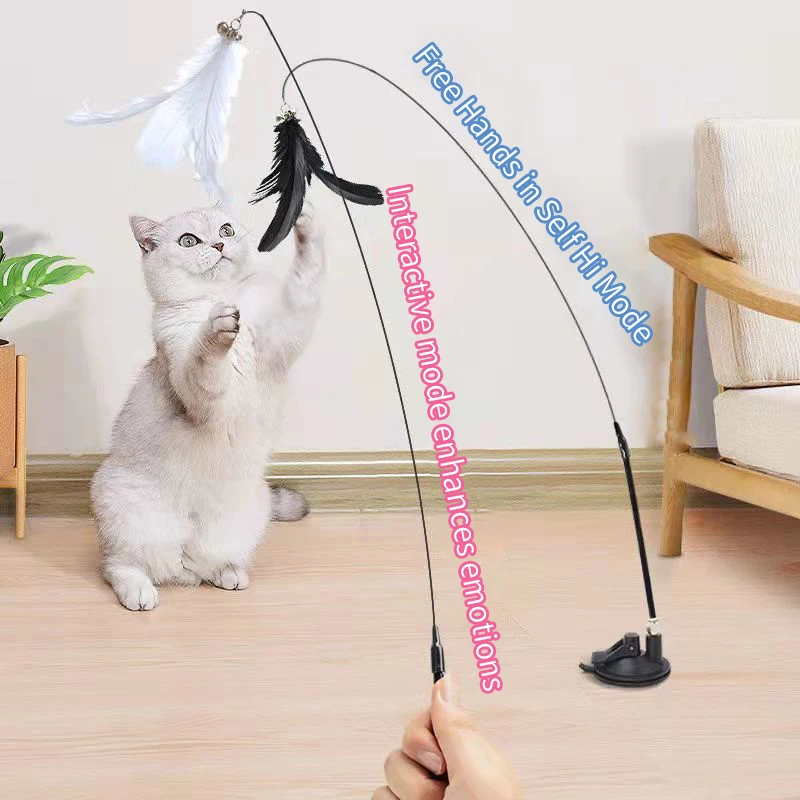 "Interactive Cat Toy – Hands-Free Teaser Wand with Suction Cup & Feather for Endless Play!" - Image 4