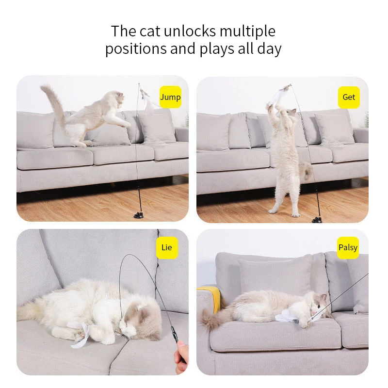 "Interactive Cat Toy – Hands-Free Teaser Wand with Suction Cup & Feather for Endless Play!" - Image 5
