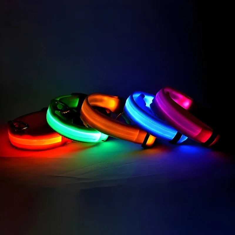 "LED Nylon Dog Collar & Leash – Glow in the Dark for Nighttime Safety!" - Image 6