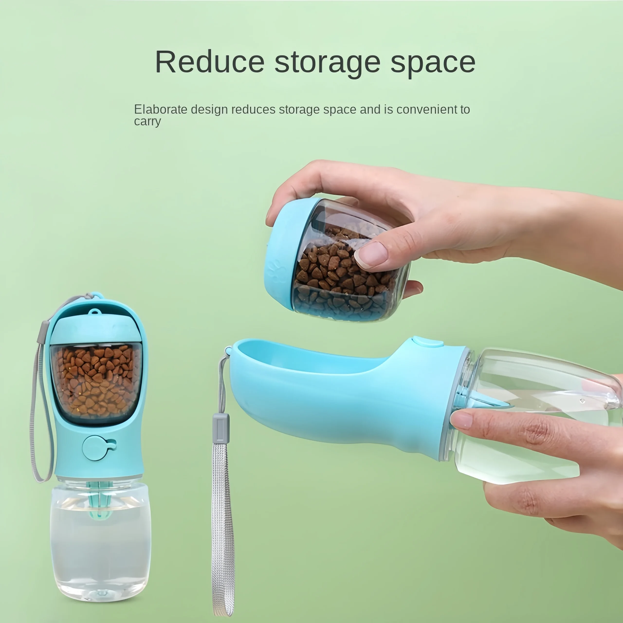 "Portable Dog & Cat Water Bottle with Food Storage – All-in-One Travel Feeder for Pets!"