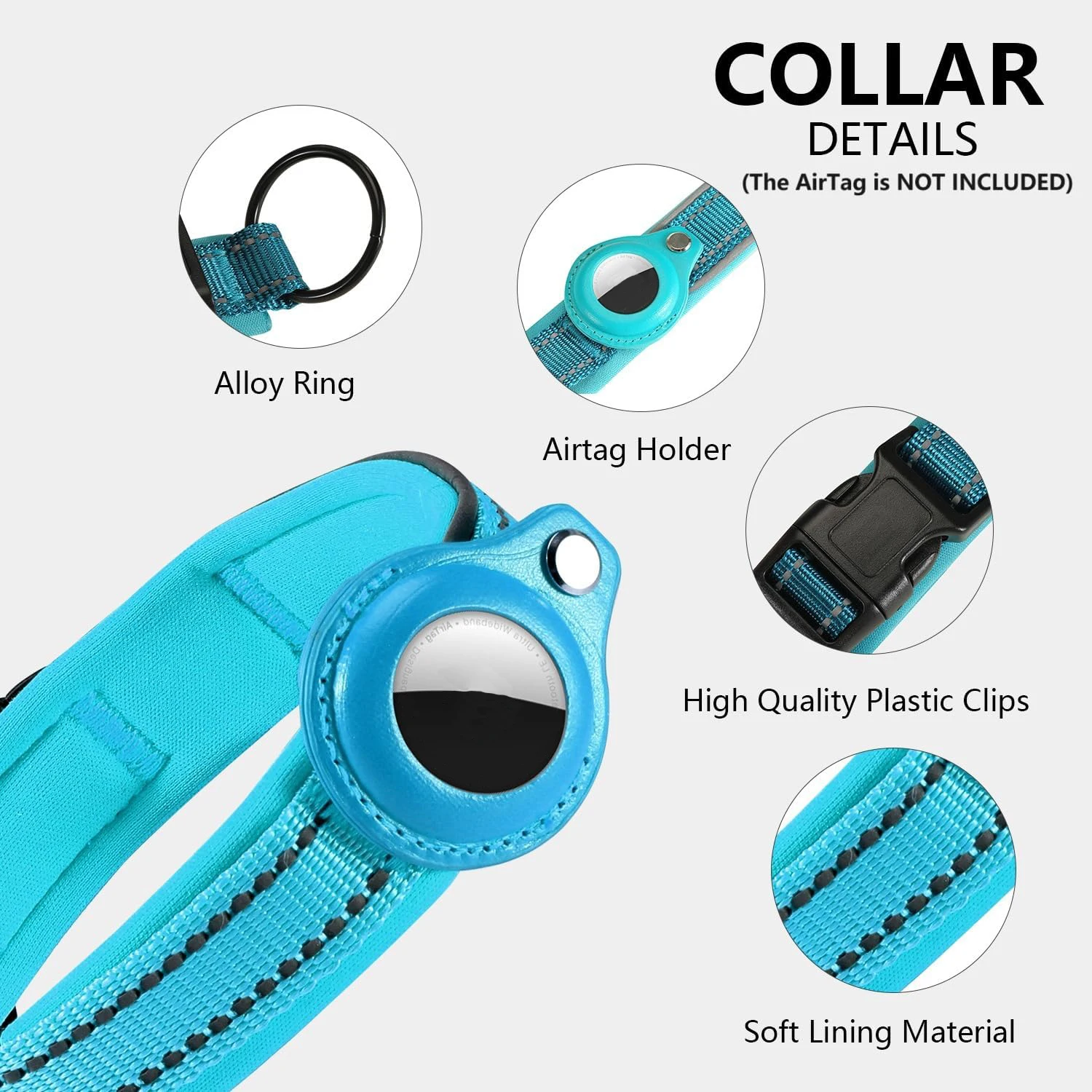 "Reflective AirTag Dog Collar – Heavy Duty & Adjustable with AirTag Holder for All Dog Sizes!" - Image 4