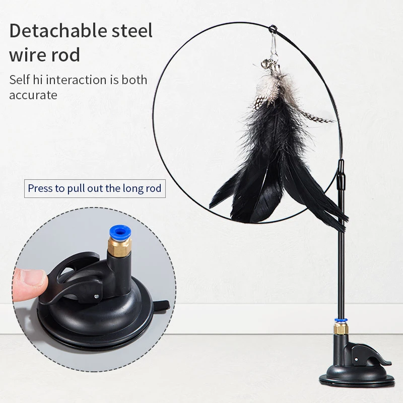 "Interactive Cat Toy – Hands-Free Teaser Wand with Suction Cup & Feather for Endless Play!" - Image 2