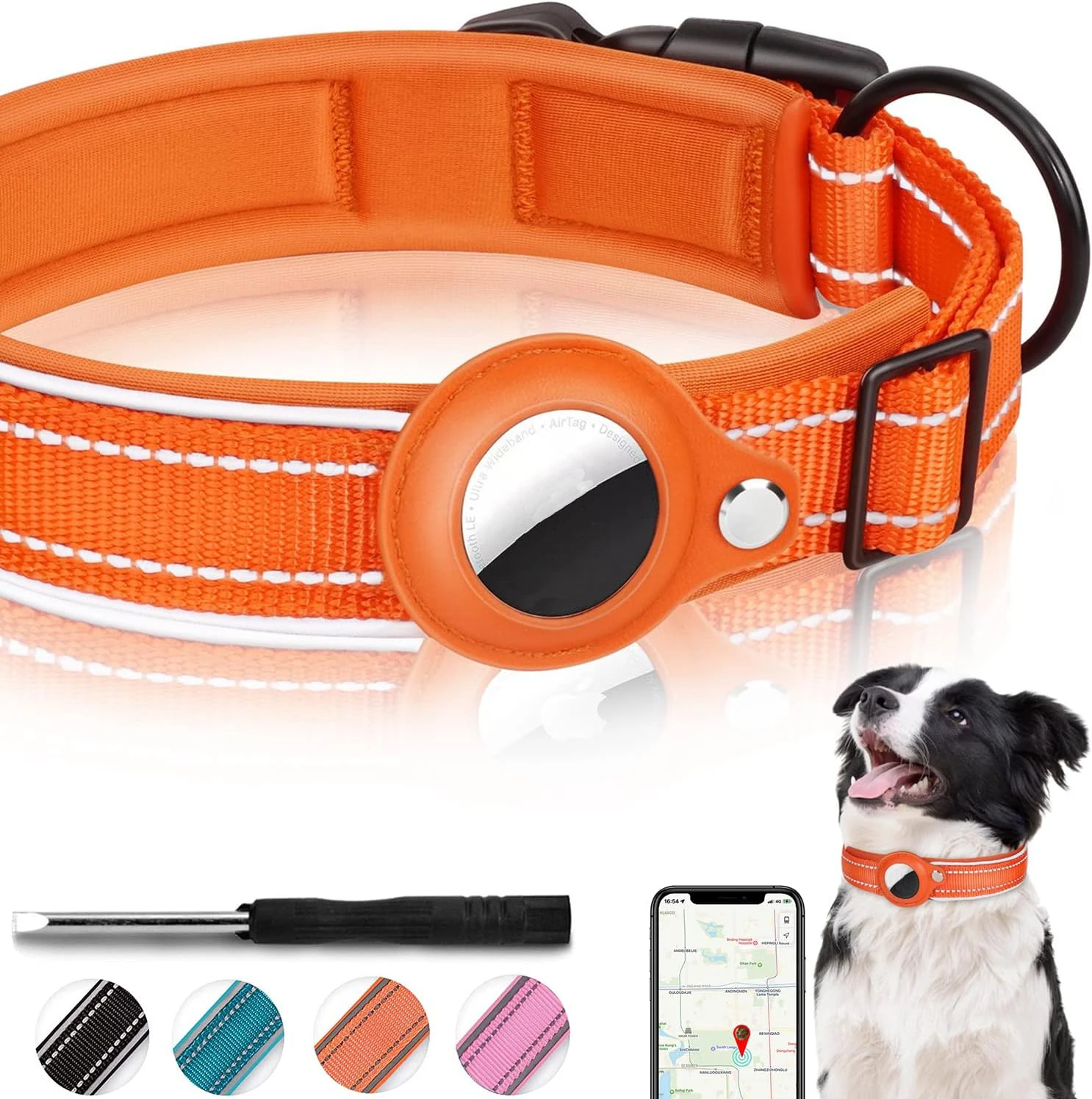 "Reflective AirTag Dog Collar – Heavy Duty & Adjustable with AirTag Holder for All Dog Sizes!" - Image 5